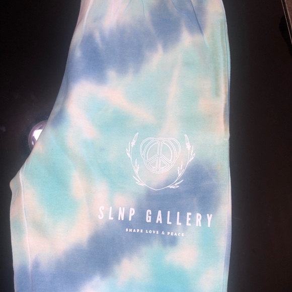 SLNP Gallery Share Love & Peace Cozy Tie Dye 70s Blue Joggers - Picture 1 of 3